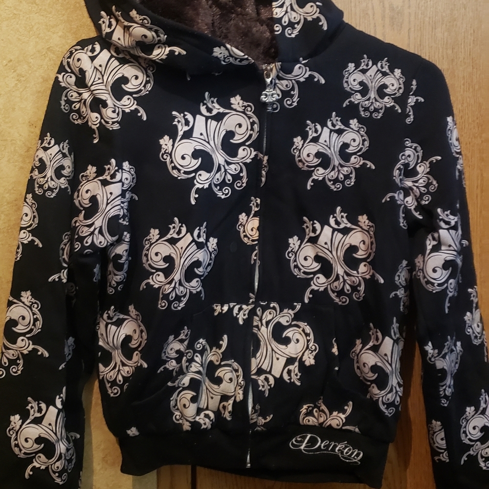Dereon jacket, black with white size med.